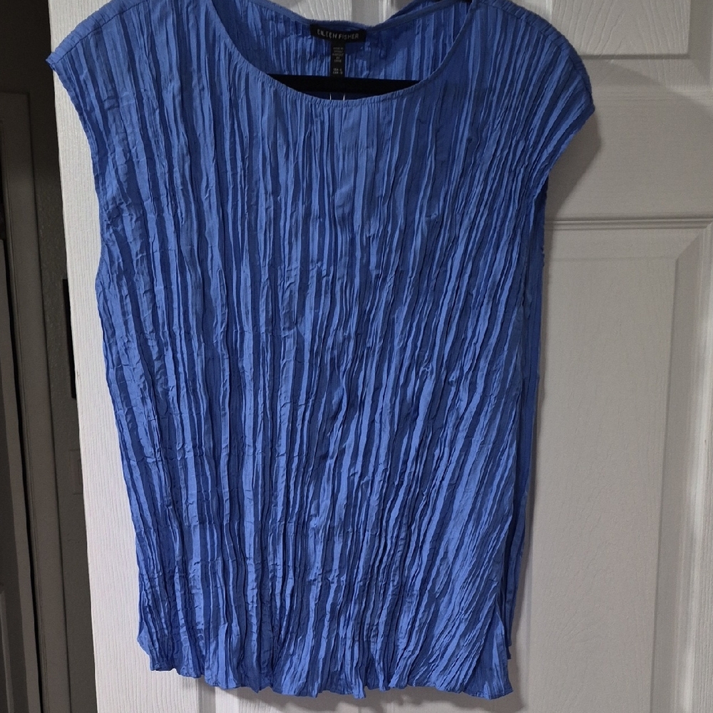 NWT Eileen Fisher Silk Scoop-Neck Crushed Silk Top (Large) - Picture 3 of 5